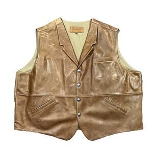 Coronado Leather Brown Leather Vest Men’s 60 Big & Tall Handmade